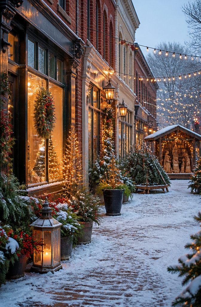 Small Town Christmas Events, Movies and Celebrations 4 A quaint Main Street decorated with lights and holiday displays.
